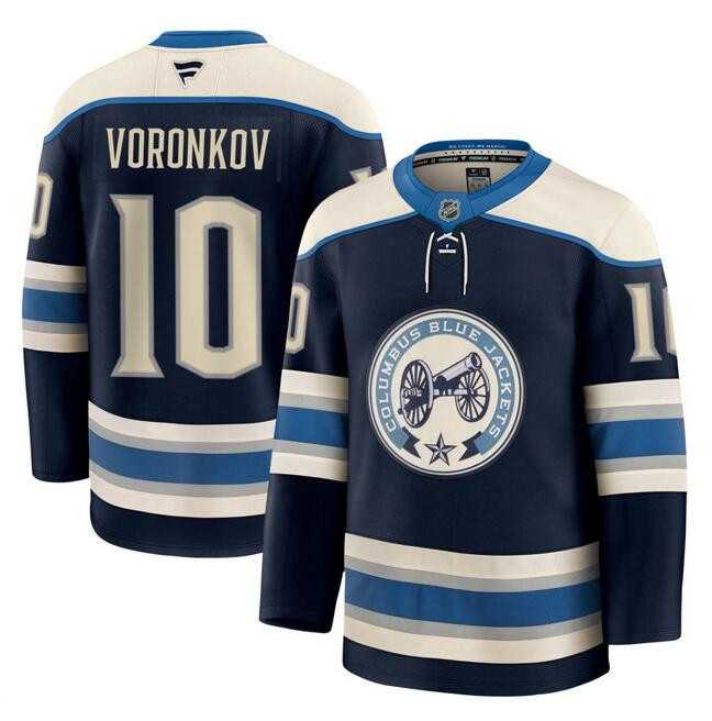 Mens Columbus Blue Jackets #10 Dmitri Voronkov Navy 2024-25 Alternate Stitched Hockey Jersey Dzhi